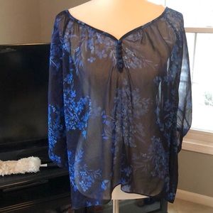 Express Flowy Blue Floral Top